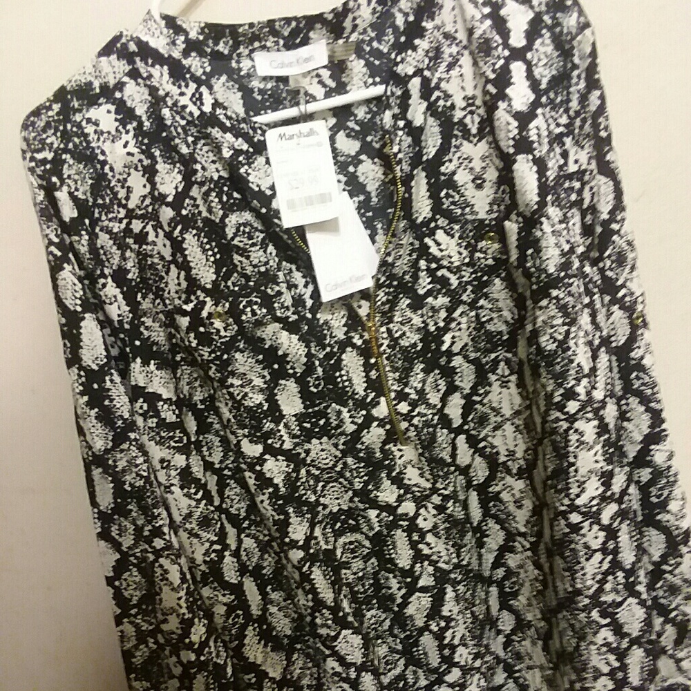 Calvin Klein Zip Up Long Sleeve Top